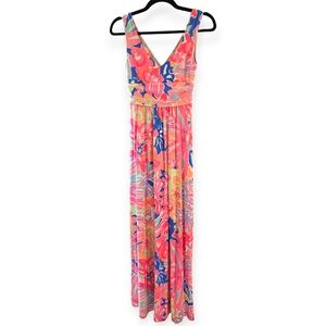 Lilly Pulitzer Sloane V Neck Sleeveless Maxi Dress in Playa Hermosa